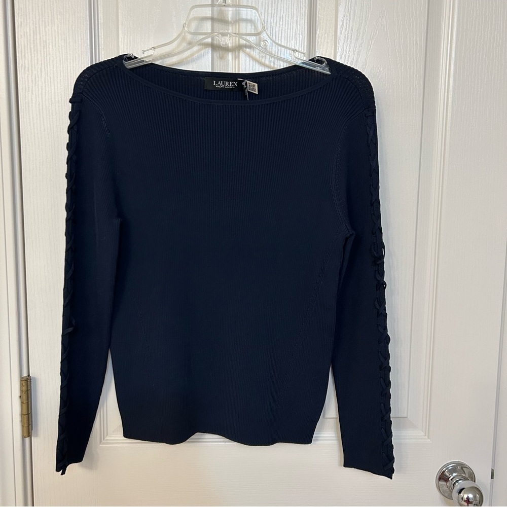 Lauren Ralph Lauren Women's Rib-Knit Boatneck Sweater in Navy Size L - Picture 5 of 9